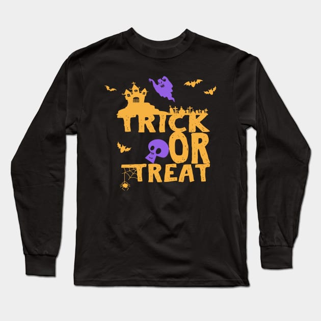 Trick Or Treat Halloween Long Sleeve T-Shirt by Lomitasu